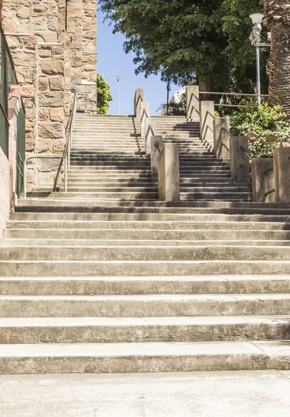 Long flight of stairs made of concrete and stone — Stock Photo, Image