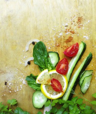 Diyet salata için güzel sebzeler.