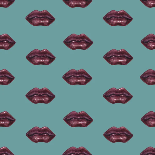 수채화 입술 패턴 — 스톡 사진