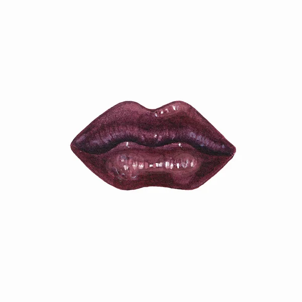 Watercolor burgundy lips