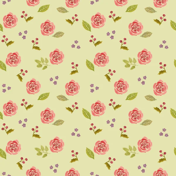 Watercolor Pink Roses Pattern — Stock Photo, Image