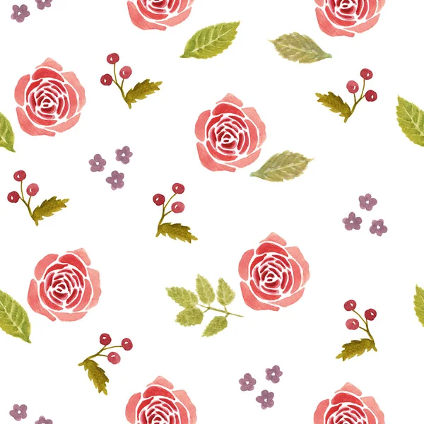 Watercolor Pink Roses Pattern — Stock Photo, Image