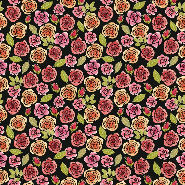 Watercolor Pink Roses Pattern — Stock Photo, Image