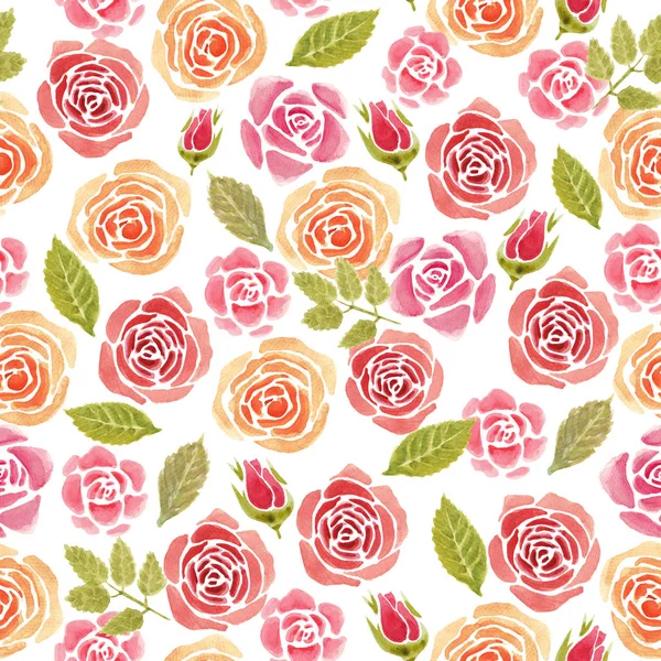 Watercolor Pink Roses Pattern — Stock Photo, Image