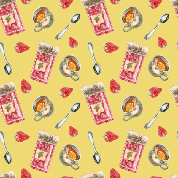 Watercolor strawberry jam pattern