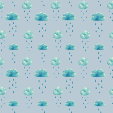 Suluboya yağmur bulutları desen 