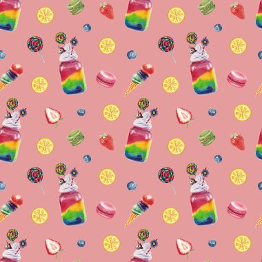 Sulu boya gökkuşağı güler yüzlü desen 