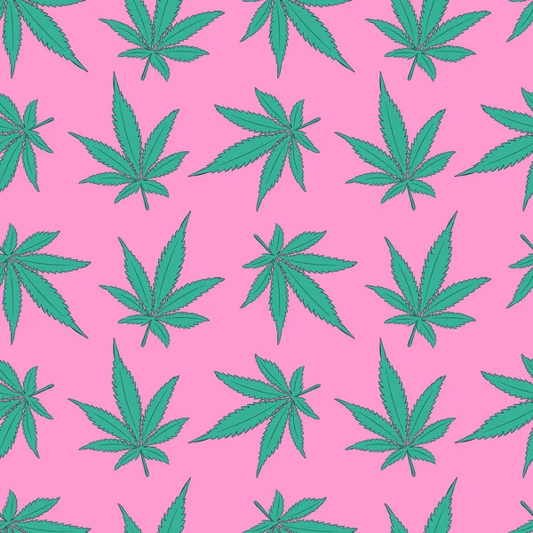 Patrón Vectorial Con Hojas Cannabis — Vector de stock