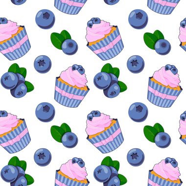 kek ve böğürtlen deseni, basitçe vektör çizimi 