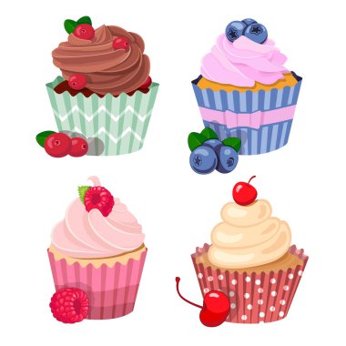 Böğürtlenli dört kek.