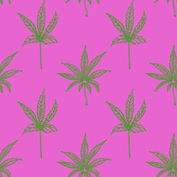 Fundo Vetor Sem Costura Com Folhas Cannabis —  Vetores de Stock