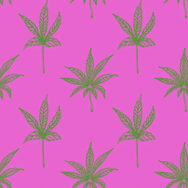 Fondo Vectorial Sin Costuras Con Hojas Cannabis — Vector de stock