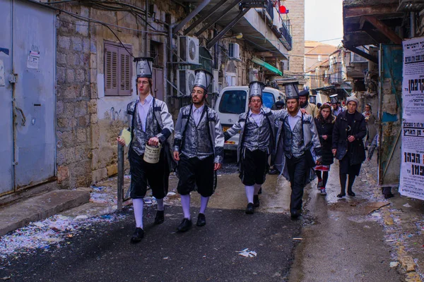 Purim 2017 in mea shearim, jerusalem — Stockfoto