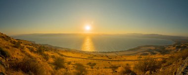 Sea of Galilee (the Kinneret lake), at sunset clipart
