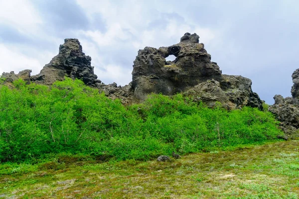 Vulkanické oblasti Dimmuborgir — Stock fotografie