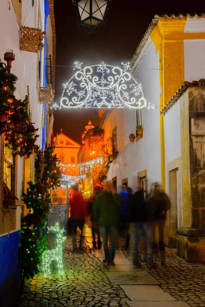 Old town, karácsonyi díszek, Obidos — Stock Fotó