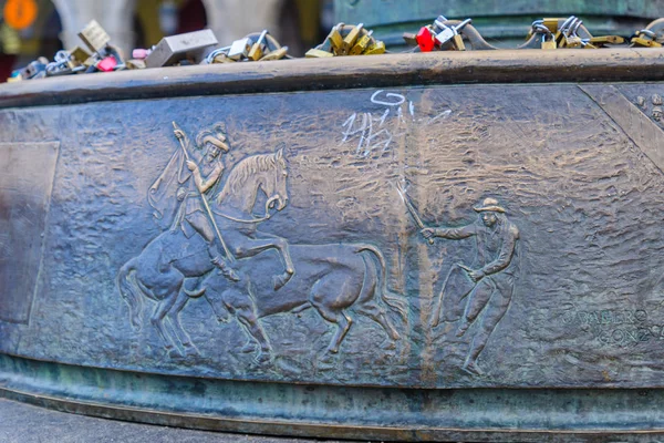 Lamp pole base in Plaza Mayor, Madrid — Stock Photo, Image