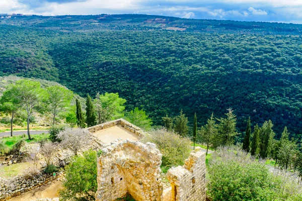 Yehiam Fortress and  Stream, in the western Upper Galilee — Stock Photo, Image