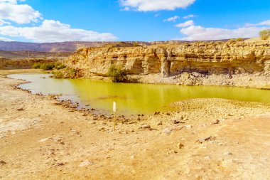 Makhtesh (krater) Ramon su birikintisi ve peyzaj