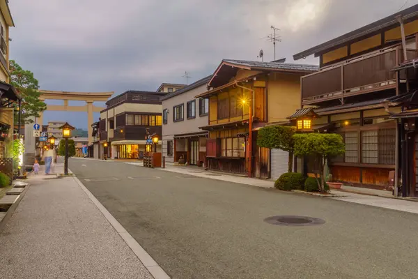 Evening scene of the old township, Takayama — Stock Photo, Image