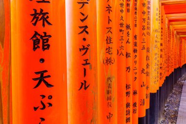 Torii kapılarına, Inari dağına, Kyoto 'ya bağış.