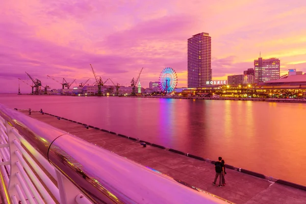 Widok zachodu słońca na port, Kobe — Zdjęcie stockowe