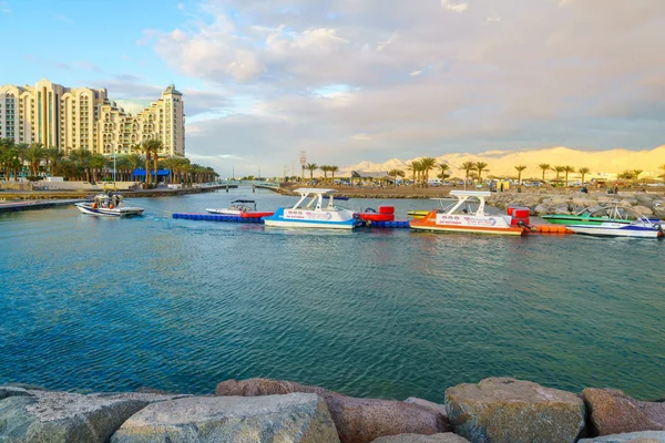 Szene des neuen Yachthafens und Hotels, in eilat — Stockfoto