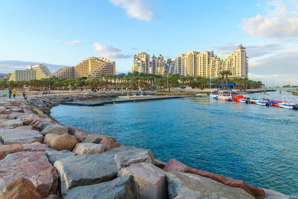 Szene des neuen Yachthafens und Hotels, in eilat — Stockfoto