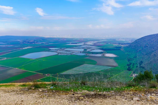 Paisaje y campo en el valle oriental de Jezreel — Foto de Stock