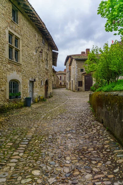 Vue Une Ruelle Dans Village Médiéval Perouges Département Ain France — Photo