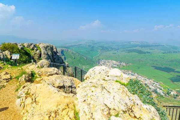 Vue Belvédère Sur Mont Arbel Avec Panneau Avertissement Paysage Nord — Photo