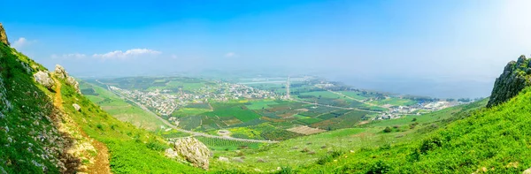 Panoramic Landscape View Mount Arbel Migdal Sea Galilee Northern Israel — Stock Photo, Image