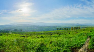 Gadot Gözlem Noktasından Hula Vadisi manzarası. Kuzey İsrail