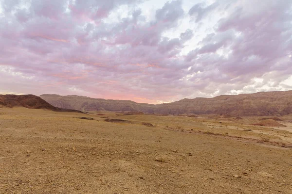 Coucher Soleil Sur Paysage Les Formations Rocheuses Dans Vallée Timna — Photo