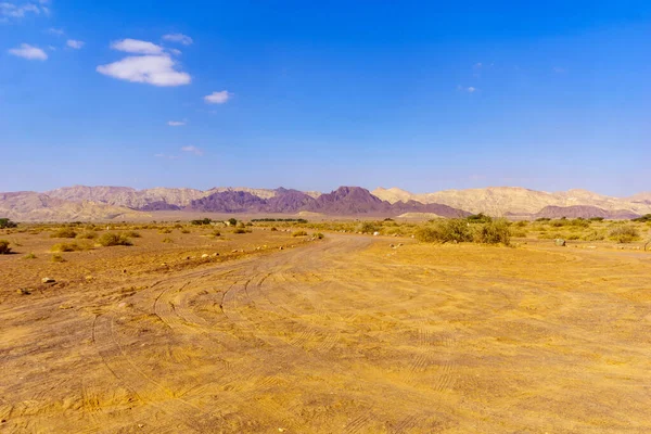 Pohled Pouštní Krajinu Arava Jižní Izrael — Stock fotografie