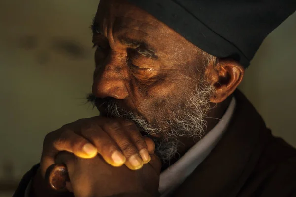 Jerusalem Israel April 2010 Portrait Monk Ethiopian Orthodox Tewahedo Church — Stock Photo, Image