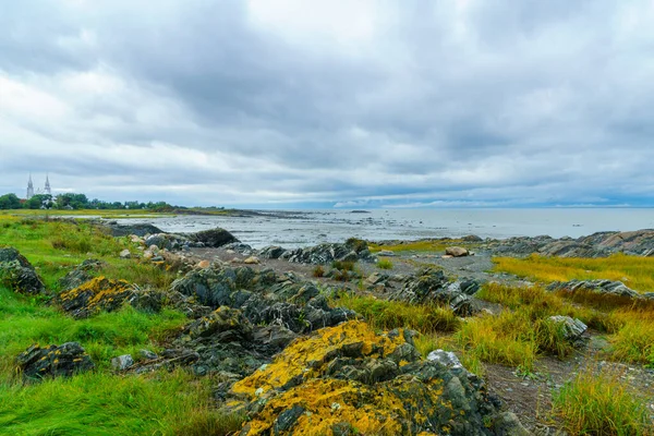 Mglisty Widok Rzekę Saint Lawrence Saint Roch Des Aulnaies Quebec — Zdjęcie stockowe