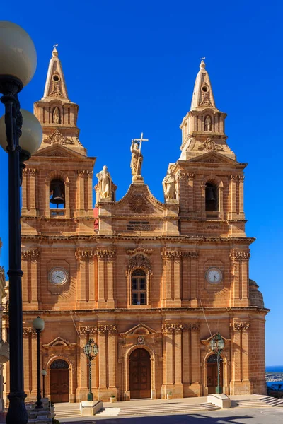Veduta Della Facciata Della Chiesa Parrocchiale Melliha Malta — Foto Stock