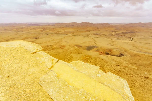 Vista Atardecer Makhtesh Cráter Ramón Desierto Del Negev Sur Israel — Foto de Stock