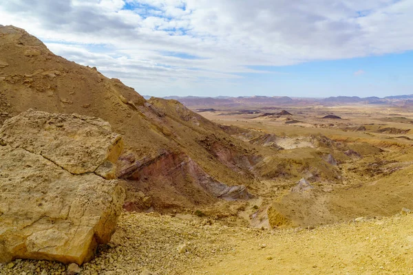 Paisaje Makhtesh Cráter Ramón Desde Monte Ardon Desierto Del Negev — Foto de Stock