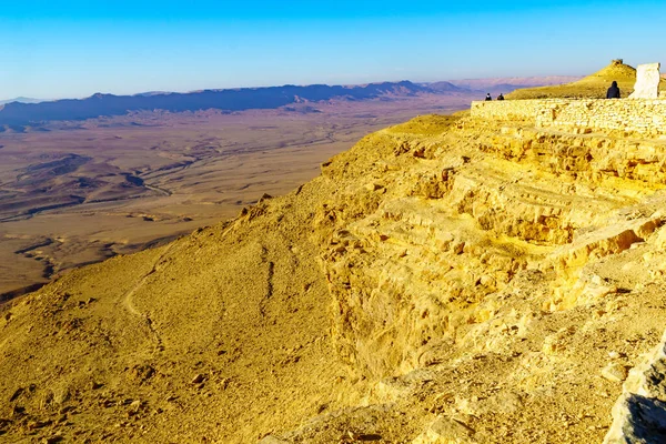 Paisaje Makhtesh Cráter Ramón Desierto Del Negev Sur Israel Una — Foto de Stock