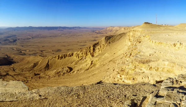 Paisaje Panorámico Makhtesh Cráter Ramón Desierto Del Negev Sur Israel — Foto de Stock