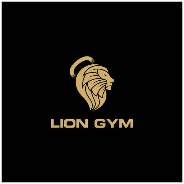 Testa Leone Logo Fitness Illustrazione Badge Palestra Fitness — Vettoriale Stock