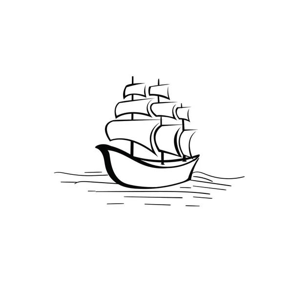 Plachetnice Loď Moře Námořní Dobrodružství Doprava Loď Výletní Vektor Ilustrace — Stockový vektor
