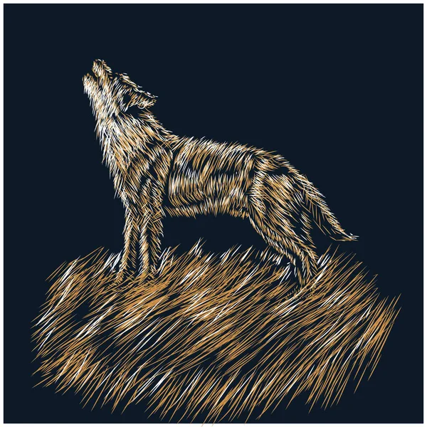 Head Wolf Howl Husky Icon Predator Tattoo Hunting Mammal Carnivore — Stock Vector