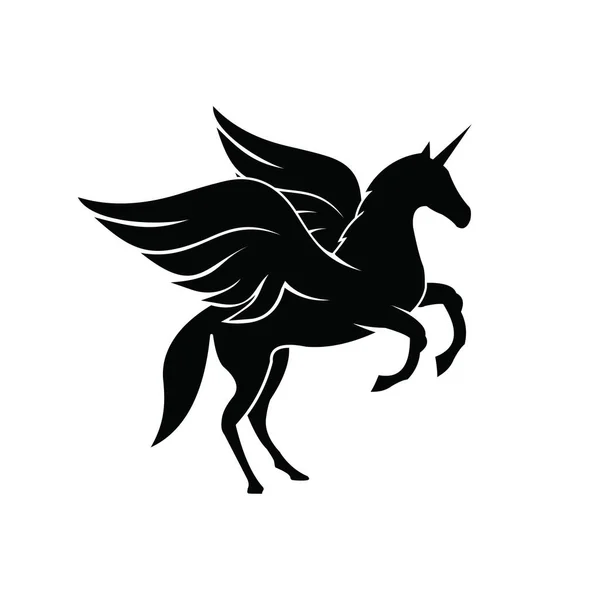 Horse Unicorn Pegasus Mythology Mammal Wings Icon Mascot Silhouette Stallion Stock Illustration