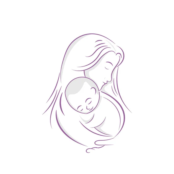Pretty Woman Holding Newborn Baby Her Arms Royalty Free Stock Vectors