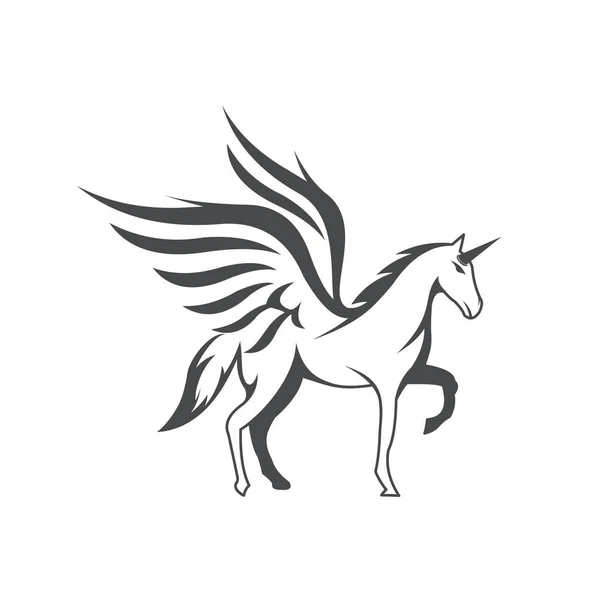 Horse Unicorn Mythology Mammal Wings Icon Mascot Silhouette Stallion Equine Royalty Free Stock Vectors