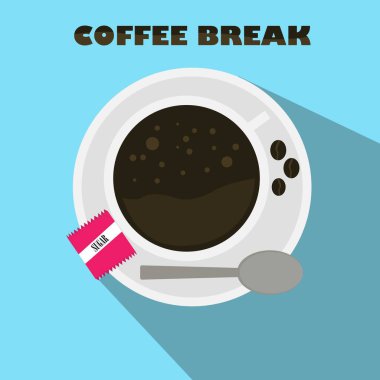 Bir fincan kahve vektör illüstrasyon tasarımı. Kahve molası çizimi