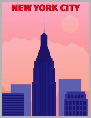 New York 'un retro ve vintage posterlerinin illüstrasyon vektör tasarımı. RGB
